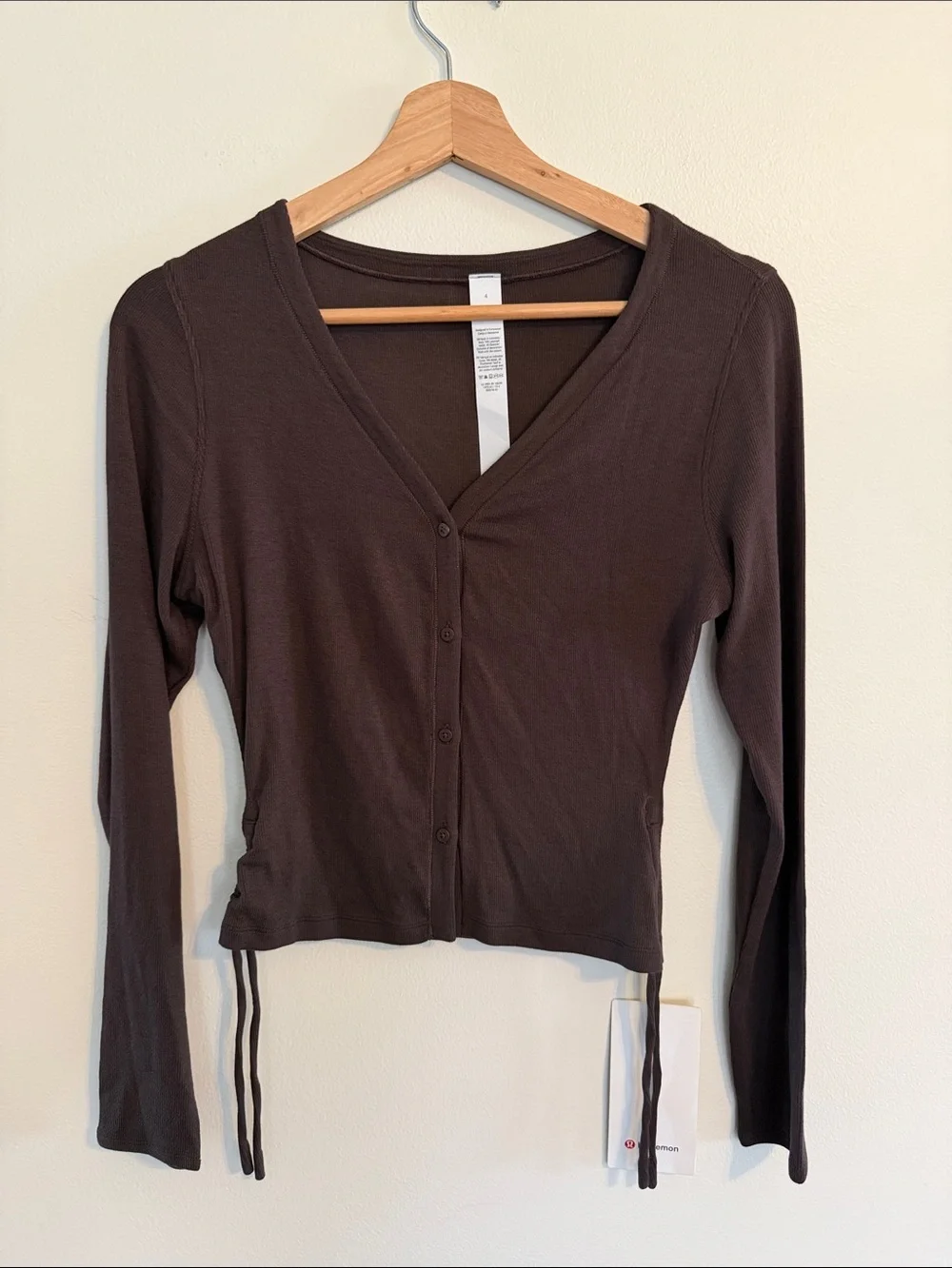 Lululemon Side-Cinch Ribbed Cardigan Espresso